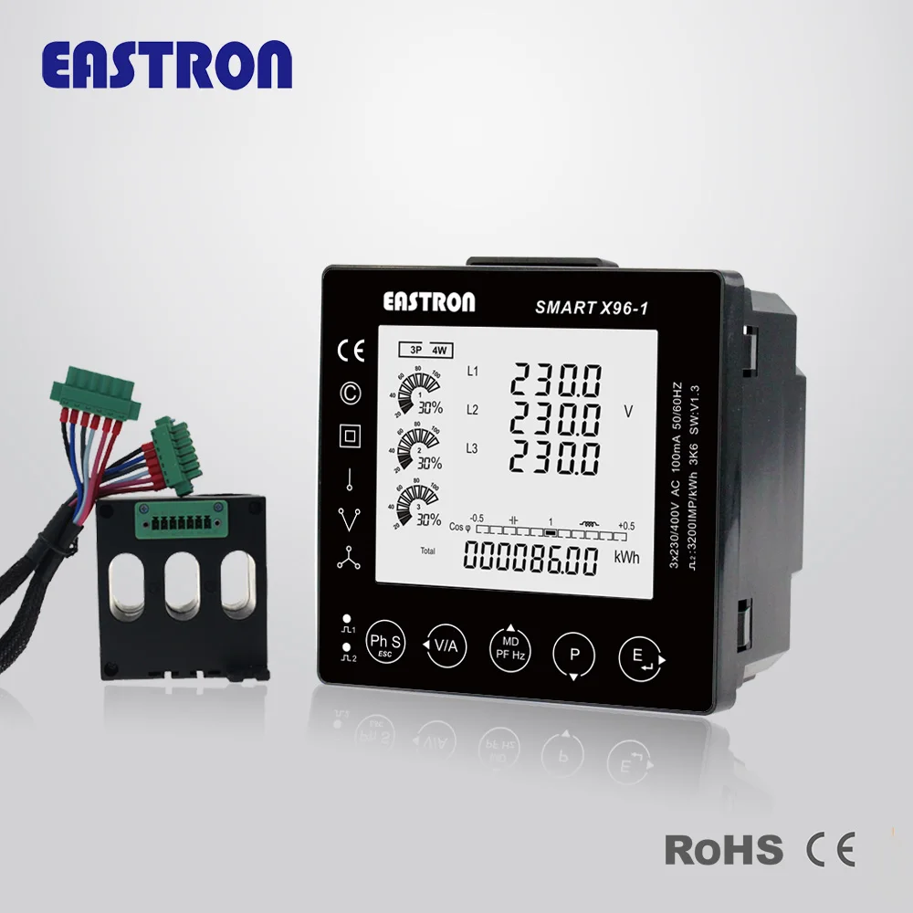 Smart X96-1 RS485 Multi-function Smart Power Analyzer, Three Phase Panel Digital Solar Power Meter with Modbus
