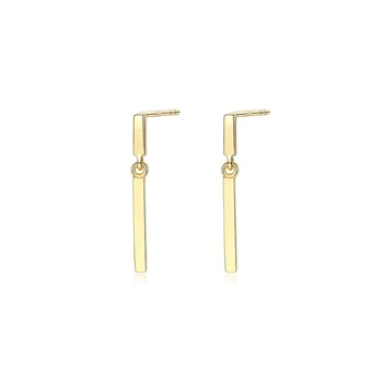 CZCITY 14K Solid Gold Bullion Drop Earrings for Women Simple Temperament 14K Yellow Gold Earrings Jewelry Accessories 2019 New
