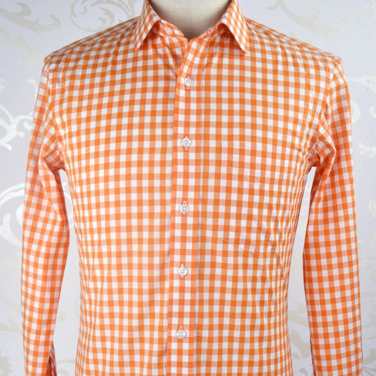 Wholesale Camisa a cuadros algodón para hombre naranja de manga larga hecha a medida From m.alibaba.com