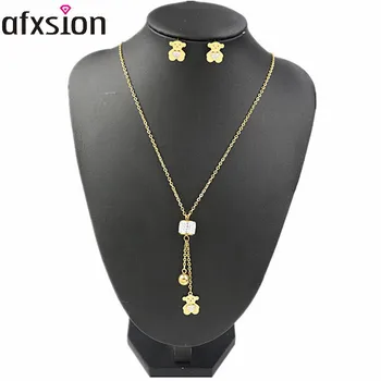 2018 wholesale China fashion diamond gold silver jewelry set women's Necklaces and earrings