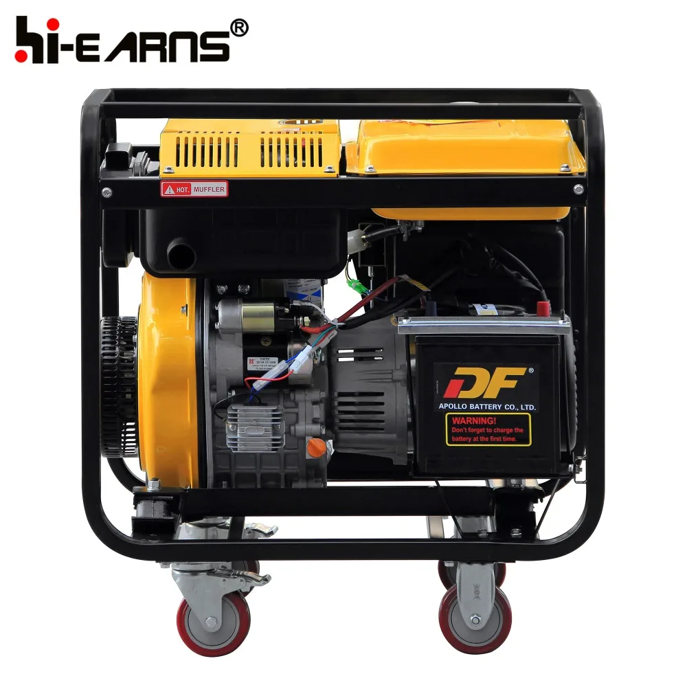 DG6000E 5KW Open Frame Universal 4inch Wheel diesel Generator Price