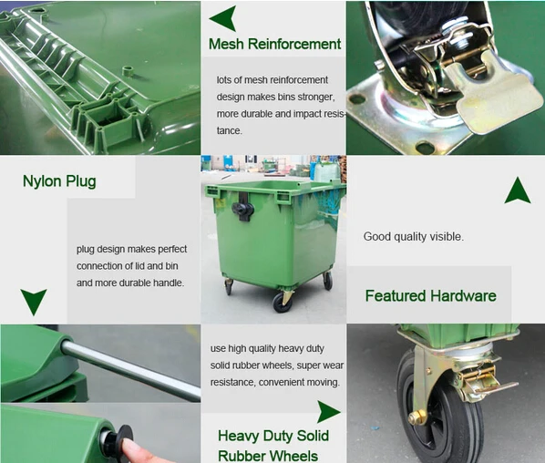 Heavy Duty Outdoor Public Mobile Recycle HDPE Dustbin Plastic Rubbish/Trash/Wheelie/Waste Bin with Foot/Pedal/Wheel/Lid