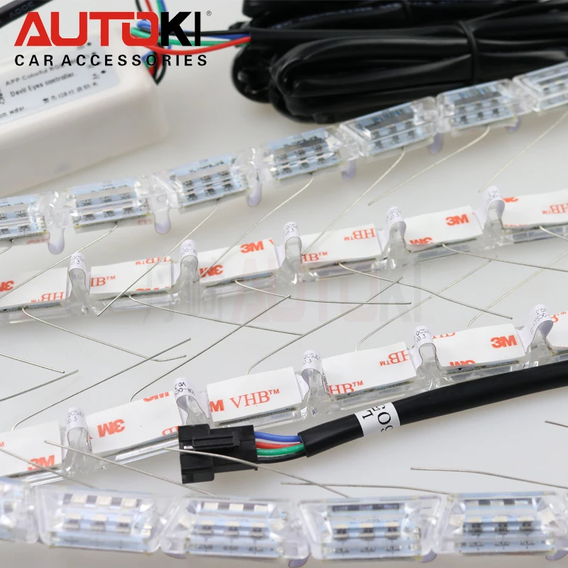 Autoki New RGB Day Time Running Light DRL LED Flexible with Phone Application