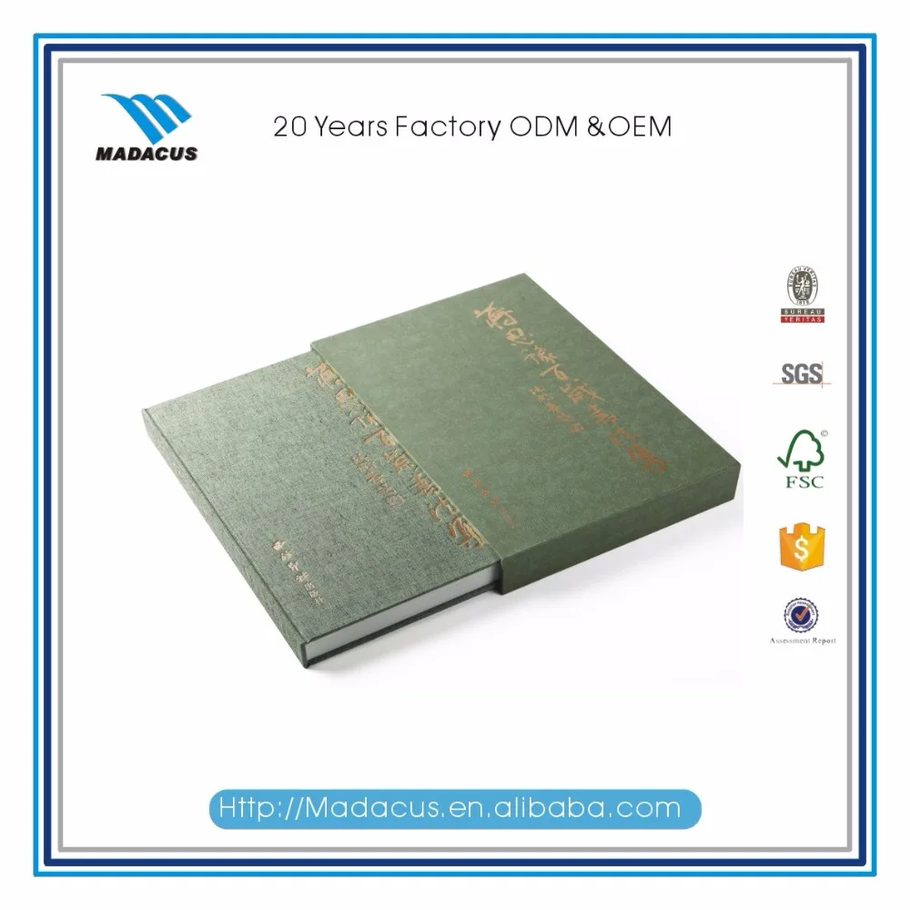 High Class Hard Cover Slip Case Bound Book Printing Customized Offset Printing Hot Stamping Art Paper Catalog Printing Stitching