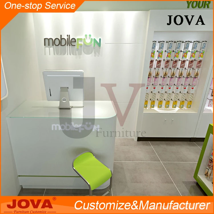 Retail Custom Wall Mounted Cell Phone Accessory Display Kiosk showcase for Mobile Phone Shop Decoration Counter Design