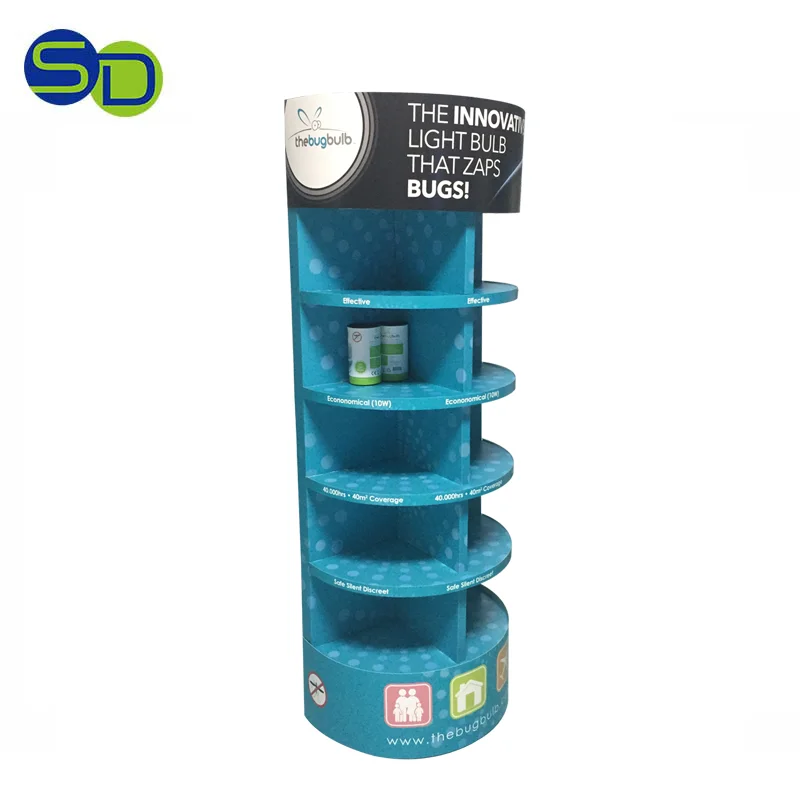 Promotion Customize Paperboard Floor 5 Layer Snack Pos Advertising Cardboard Floor Display Stand