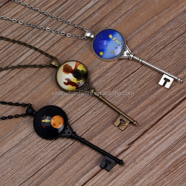 New Design Little Prince jewelry Children murano Glass Dome key pendant fashion jewelry Necklace