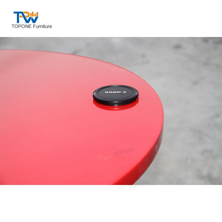 Red Color Round Small Restaurant Table Tops Design for Restaurant Furniture