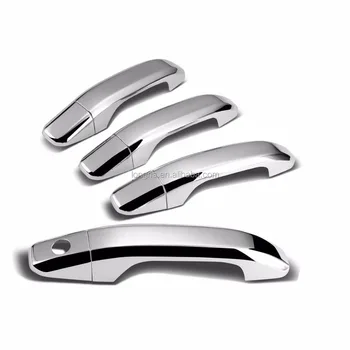 Crew Cab 4pcs Exterior Door Handle Cover with Driver Side Keyhole (Chrome) for 15-16 GMC Canyon / 15-16 Chevrolet Colorado