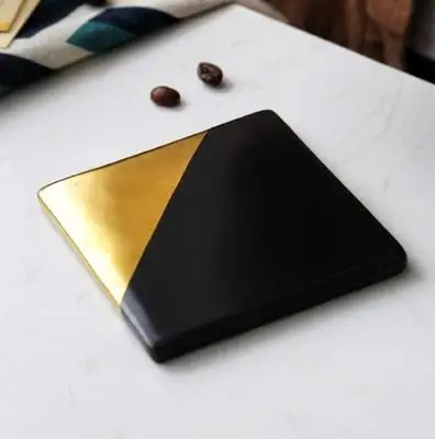 FENN popular luxury cafe restaurant used different types ceramic marble coaster with gold wholesale for gift or coffee shop