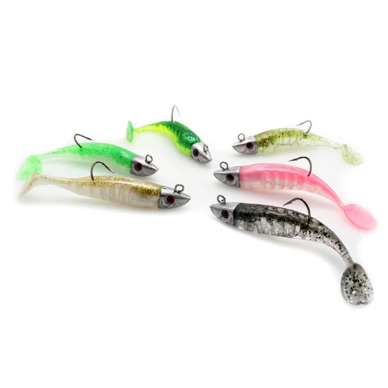 Double Color Lead Bait 13cm/10cm/8cm T Tail Fish Soft Crank Hook