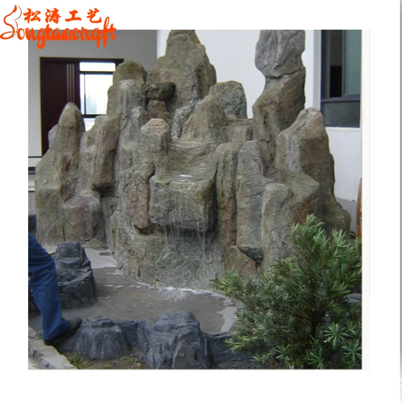 Chinesische hersteller gnstige preis knstliche groe glasfaser rock  wasserfall steingarten brunnen stein geflschte hill mountain dekoration