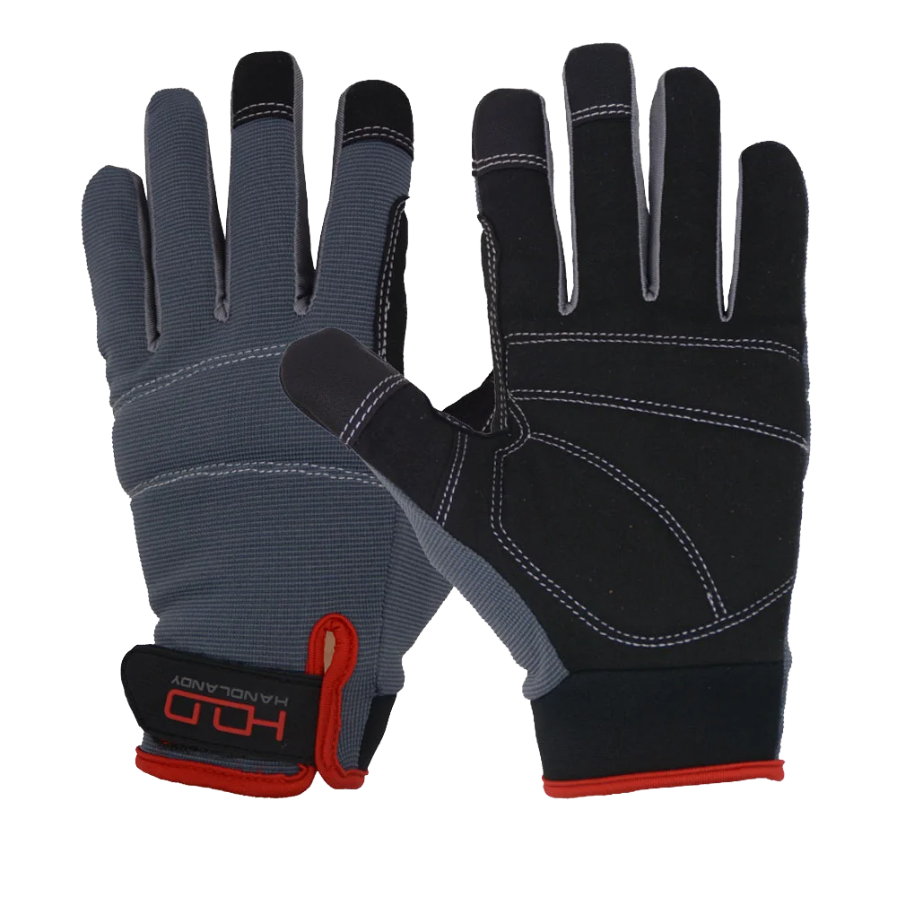 Microfiber 5mm Foam Padded Palm Touch Screen Custom Mechanic Anti Vibration Work Gloves