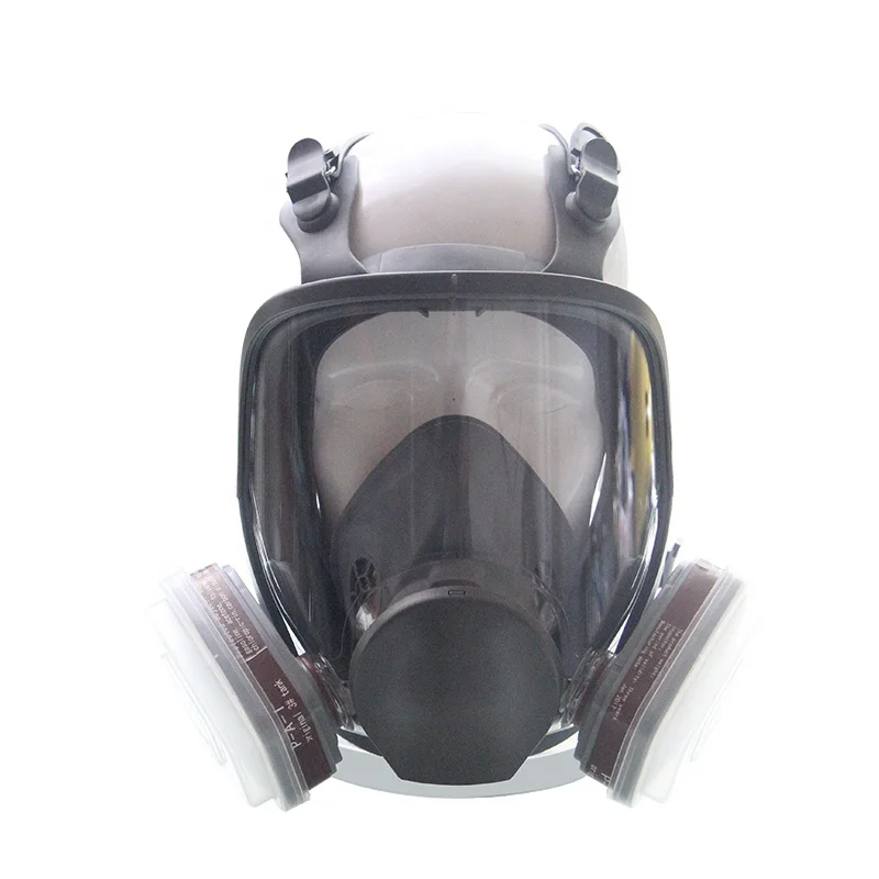 silicone cylindrical full face safety gas mask with double filter