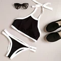 Summer Tank Top Halter Tankini Sexy Bikini 2016 Colorblock Bathing Suit 2 pcs Swimming Suit For