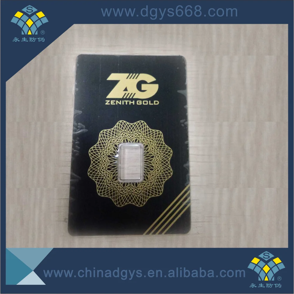Factory Custom Security Tamper Evident Plastic Gold Coin Packaging PVC Card with Number