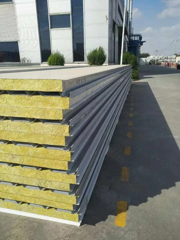 Rock Wool Insulation 120 Minutes  Fireproof Prefabricated  House Roofing Sandwich Panel Building Material