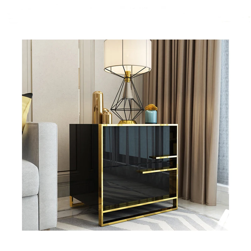 Multifunctional Metal Leg Side Table Glass Gold Side Table Modern Luxury Side Table