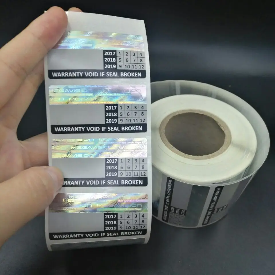 100 to 1000 SVAG Yellow 1/2" x 1-1/2" Hologram Tamper Evident Label Sticker Seal
