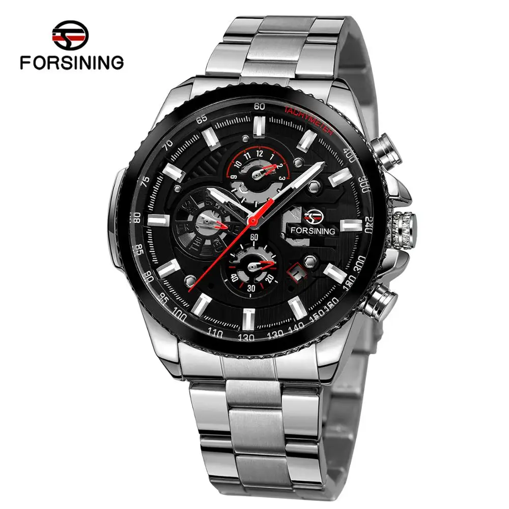 
Luxury Men Noble 3ATM Water Resistant Date Custom Logo Man Watches FORSINING Branded Stainless Steel Automatic Mechanical Watch 