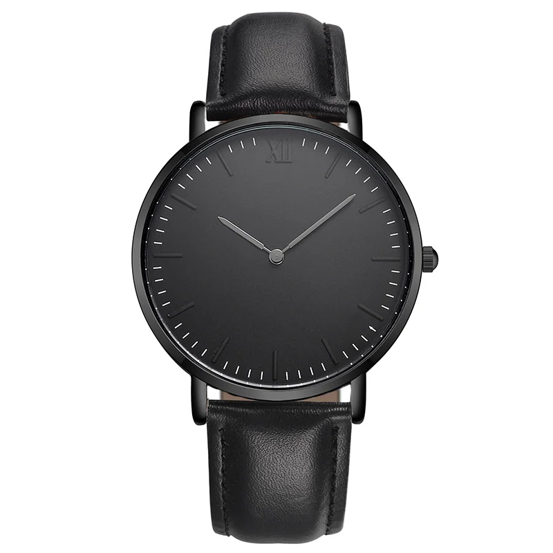Customized OEM Classic Watch Personal Name Branding Custom Logo Watch Genuine Leather Men Wrist Watch