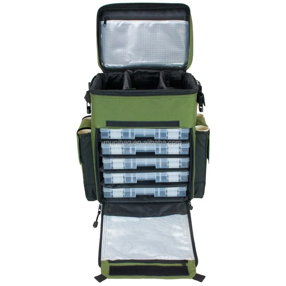 
Large Capacity Trolley Rolling Fishing Tackle Bag With 4 Rod Holder 
