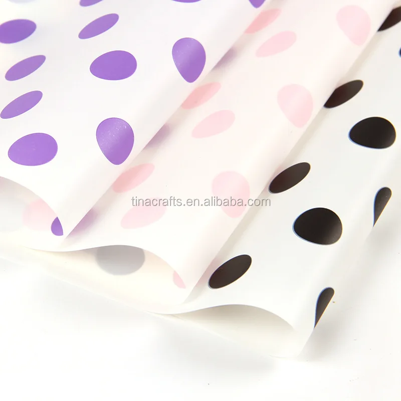 Tissue Wrapping Paper with Printed Pink Polka Dots from Pack of 100 sheets