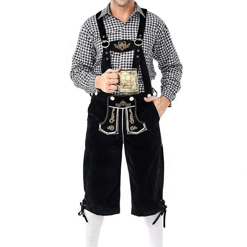Duitse bierfestival outfit Bruin Geborduurd katoen Kleding Herenkleding Shorts 