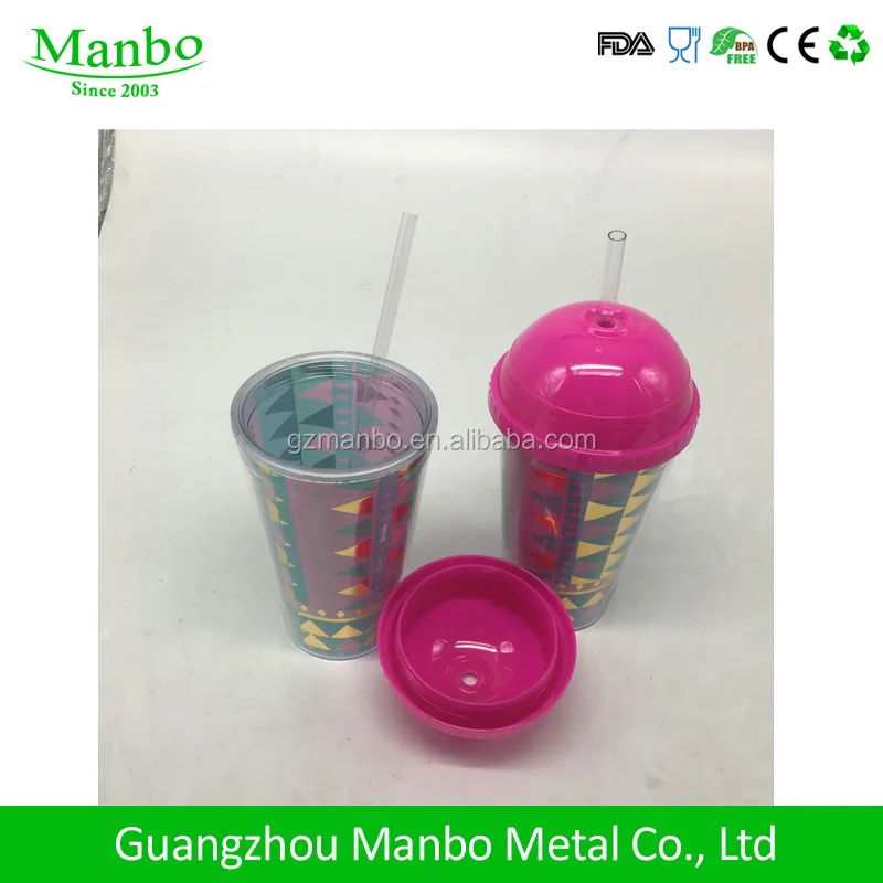 Экологичная пластиковая соломенная чашка без БФА, жесткая пластиковая чашка с крышкой и соломинкой