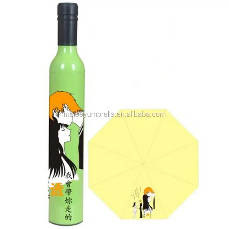 Customized Deco Cap Cheap Promotional Rose Perfume Wine Bottle Shape Umbrella in Small Quantity