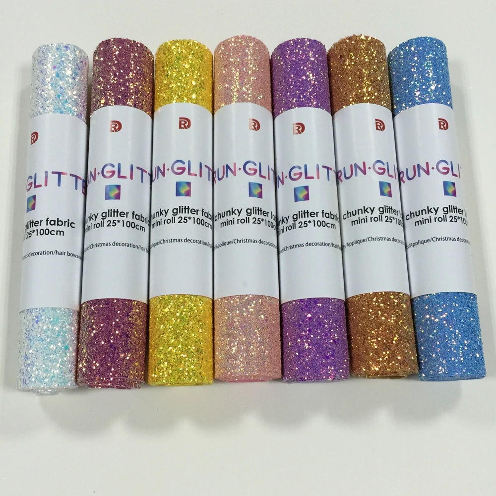 Hair Bows Making Material Glitter Fabric Sheet,Chunky Glitter Fabric Mini Roll Buy Glitter