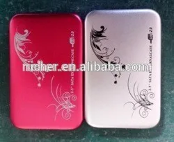 горячий продавать красочные hdd корпус usb2.0 портативный жесткий диск окно