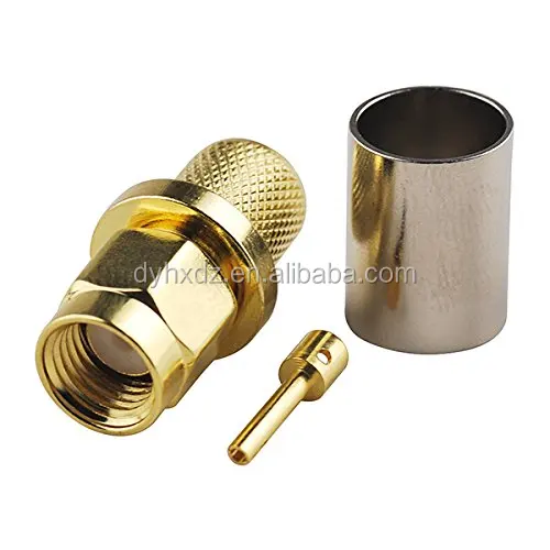 RP-SMA Plug Male with Female Basket in RF Connector for RG6 Coaxial Cable