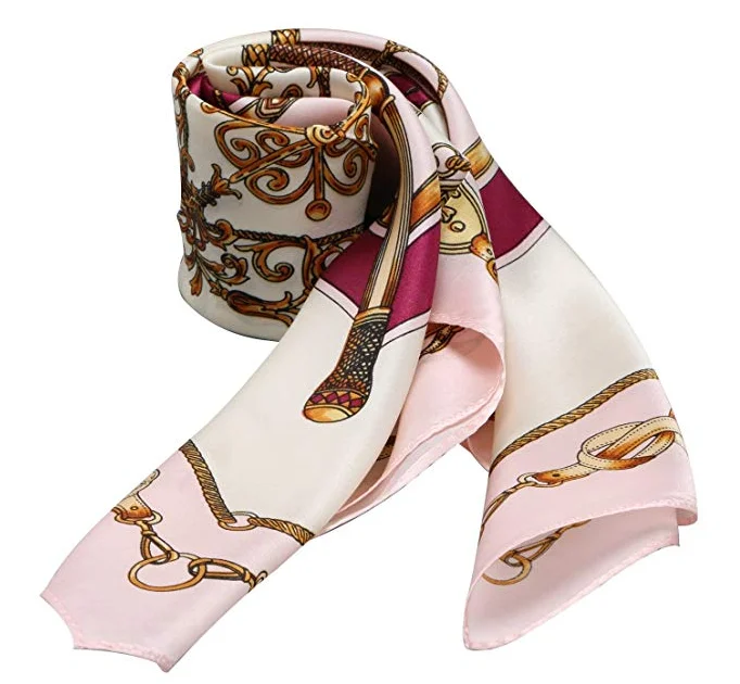 Wholesale Summer Fashion Satin Silk Scarf Ladies Custom Logo