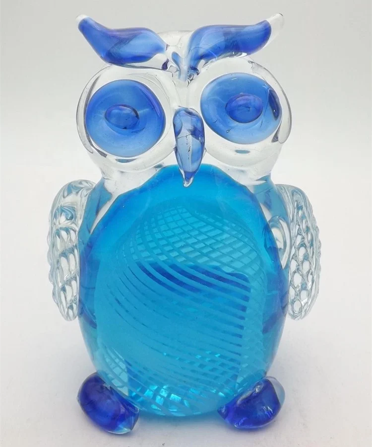Colored Hand Blown Glass Owl for Christmas Gift