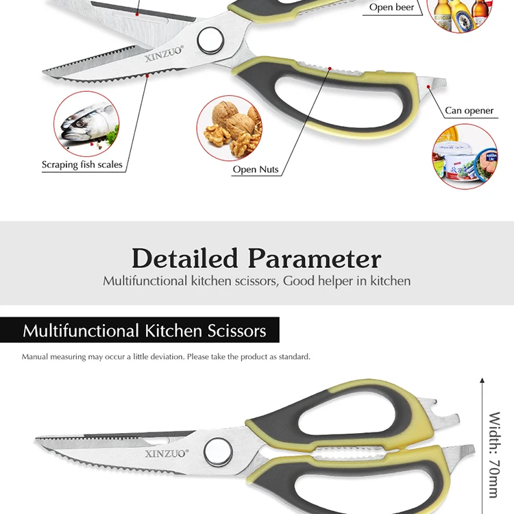 XINZUO Stainless Steel Food Cutter Shears - Multi Function Kitchen Scissors