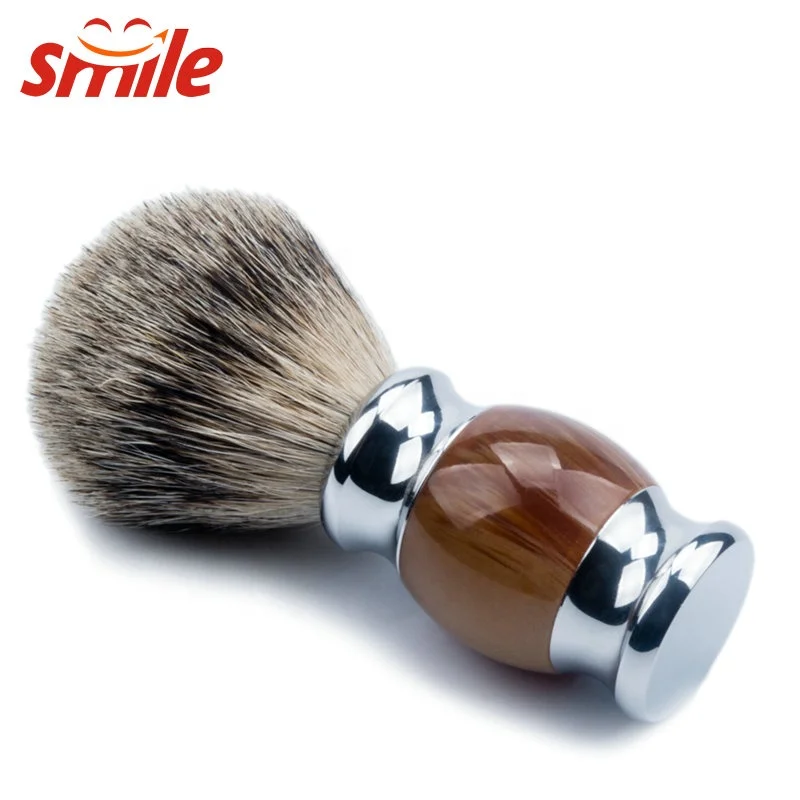 Custom Logo Traveling Handmade Mens Pure Badger Hair Shaving Brush With Resin Handle