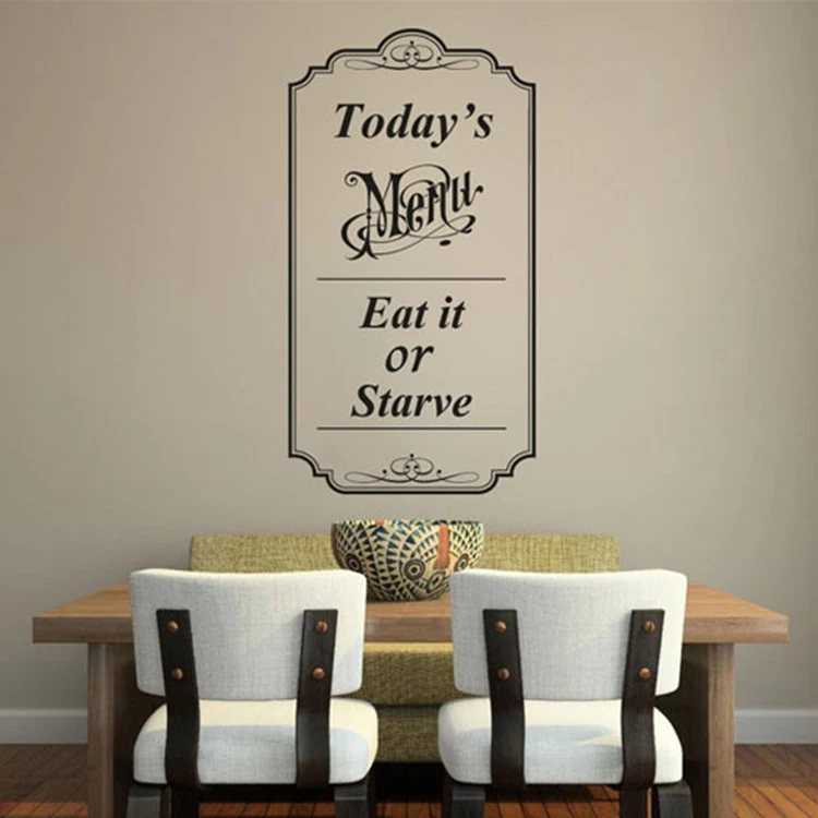 Today's Menu Eat It Or Starve Vinyl Decal Wall Sticker Words Letters Kitchen Art 