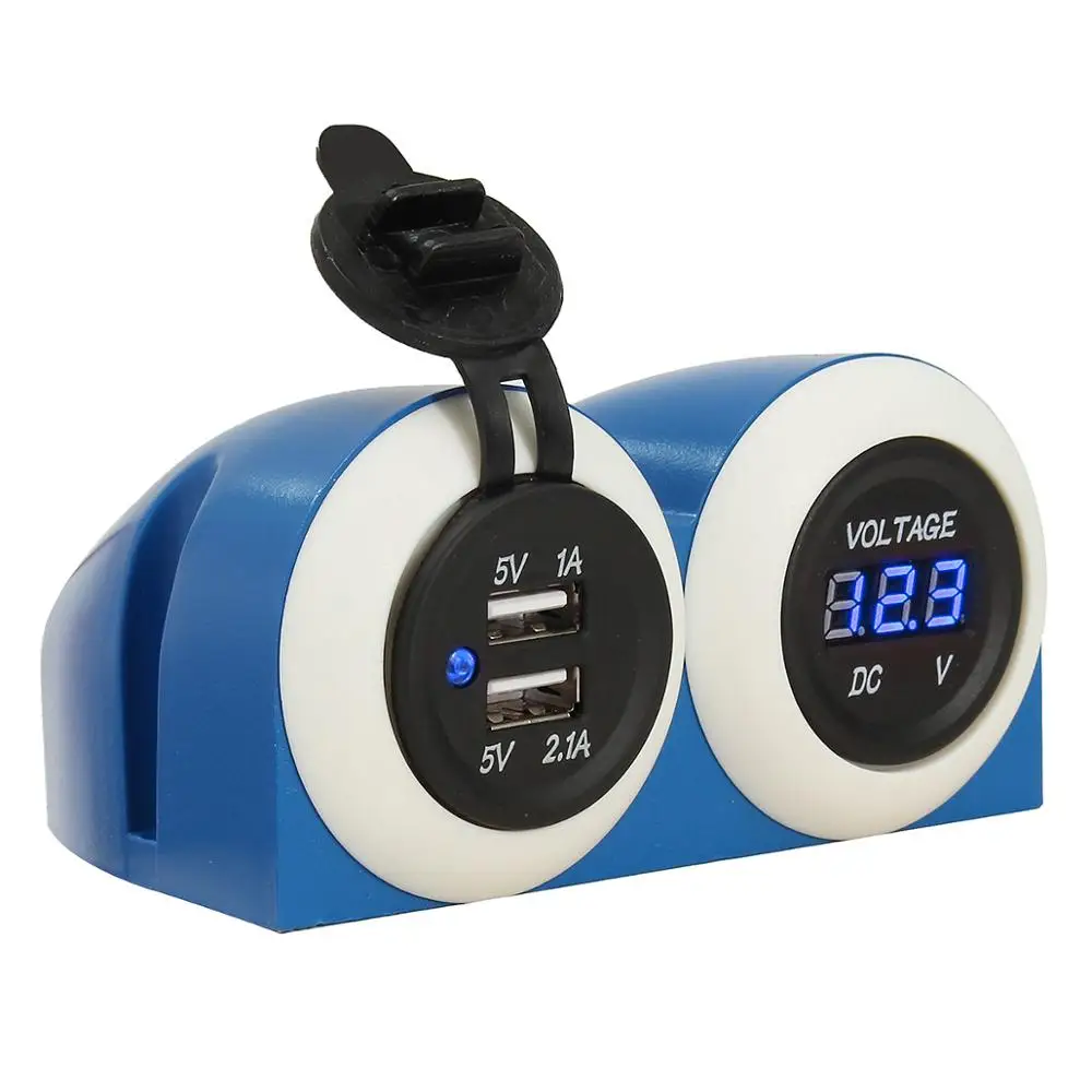 Dual USB Car Charger Voltmeter Voltage Meter Led USB Auto Charger Power Adapter Socket