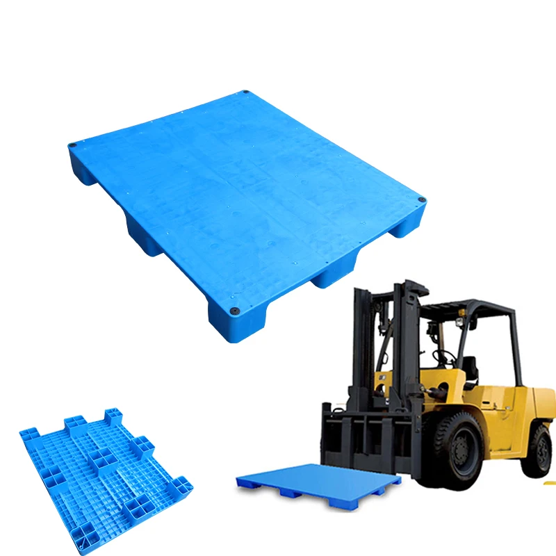 Cheap euro flat top floor stacking blue hdpe plastic pallet