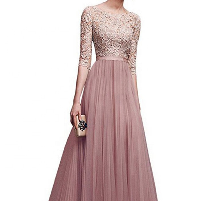 
 Вечернее платье большого размера с круглым вырезом для женщин с длинным рукавом Кружева шифон Вечерние торжественные платья для детей  