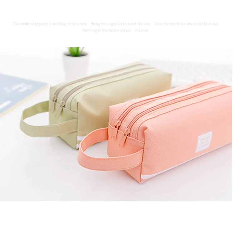 Student Minimalist Oxford Cloth Pencil Case Large Capacity Stationery ...