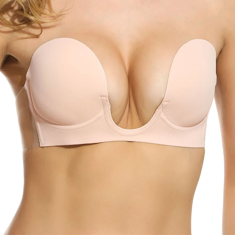女性の通気性のあるプランジプッシュアップストラップレス接着剤目に見えないブラ Buy Invisibleブラジャー ストラップレスブラなし 目に見えないブラジャーオープンバックドレス Product On Alibaba Com