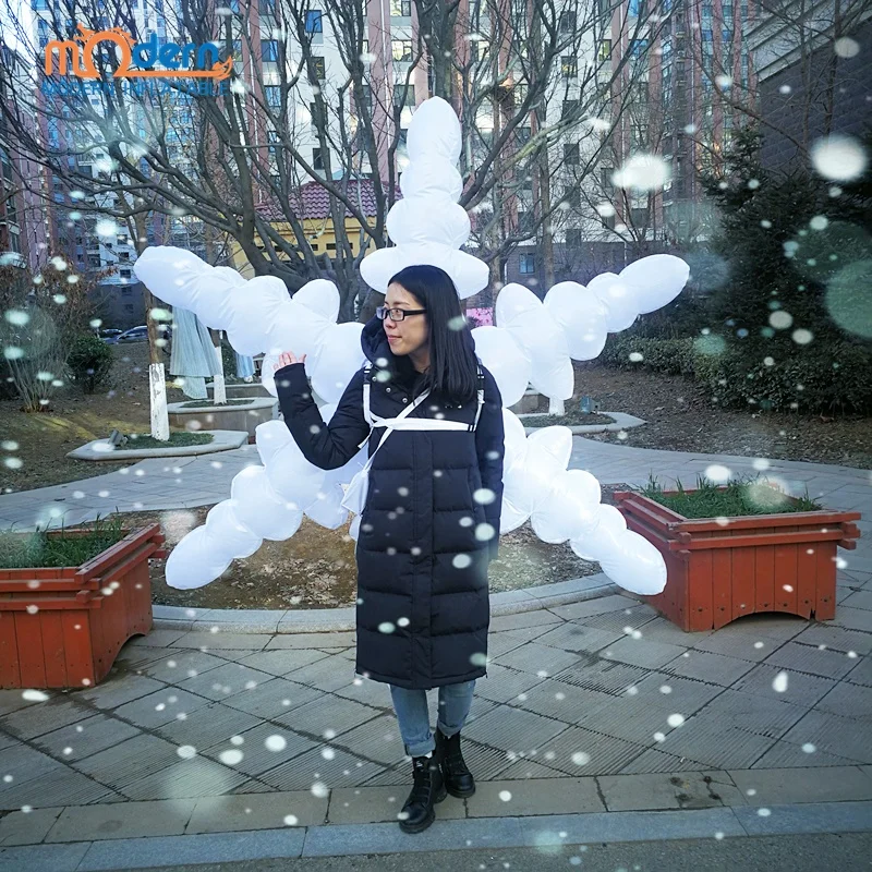 Carnival Adult Dancing Performance Inflatable Christmas Snowflake Costume with Light Effects