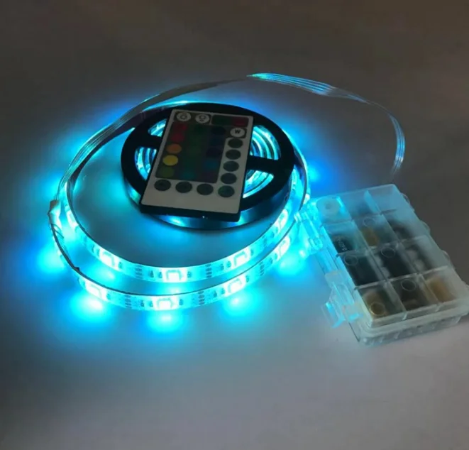 Светодиодная лента SMD5050 RGB на батарейках 5 в постоянного тока 1 м/60 светодиодов гибкая с батарейным блоком/коробкой