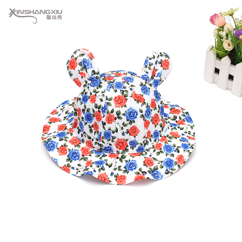 Летние 2019 новые модные детские шапки из хлопка с цветочным принтом Детские Солнцезащитные шапки