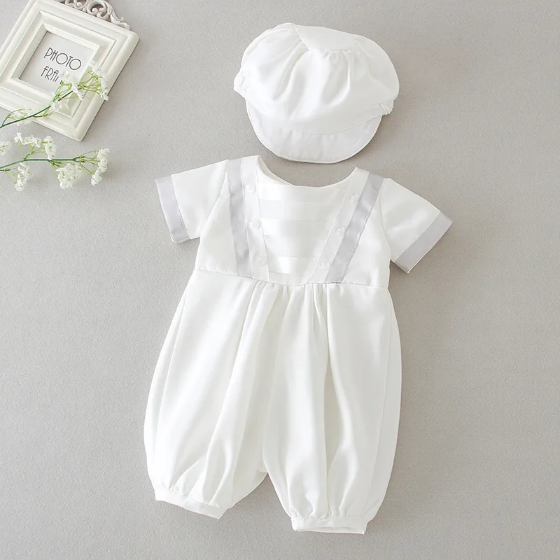 Venta Al Por Mayor De Ropa Para Niños Pequeños,Vestido De Bautismo De Europa  Occidental,Ropa Bonita De Una Pieza Para Bebés,Mono De Manga Corta Con  Sombrero Para Niños - Buy Pelele De Bautismo