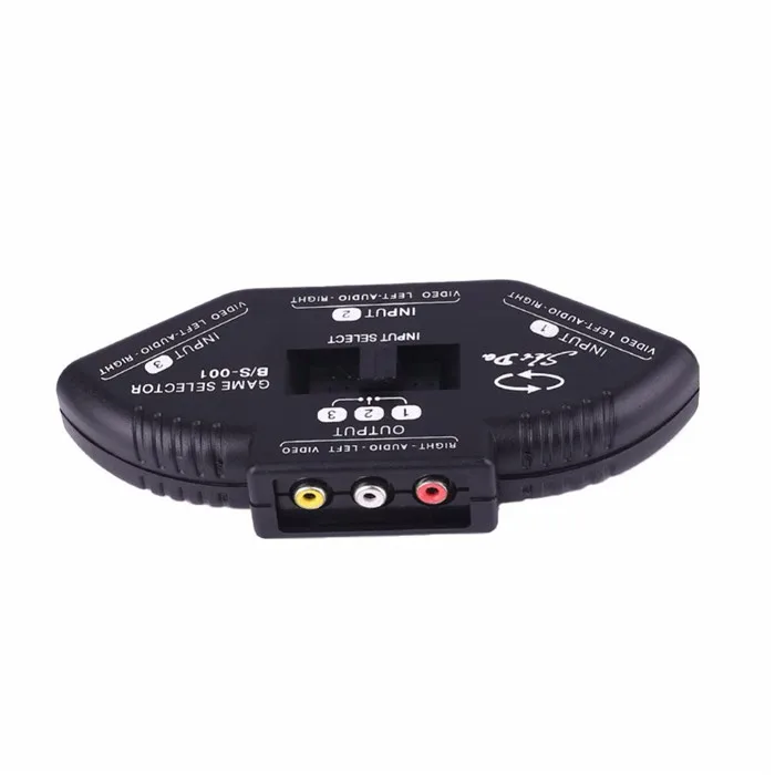 3 Port AV Switcher RCA Selector Switch 3 in 1 AV Switch for Video Audio