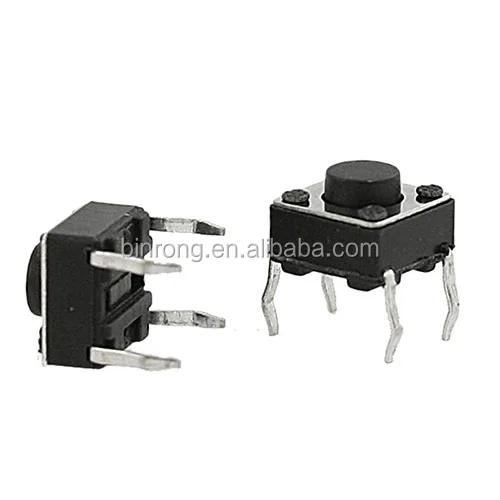 10pcs 13-02-0012 4 Pin Black Micro Tact Switch Push Button 6x6x5mm 
