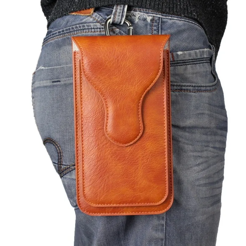 Mens Cell Phone Leather loop Hook Belt Pouch